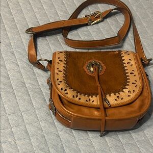 Justin Boots Tan and Brown Crossbody Bag